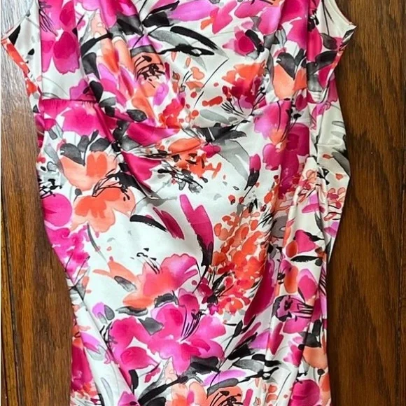 London Times Pink and Black Floral Dress - Picture 4 of 5